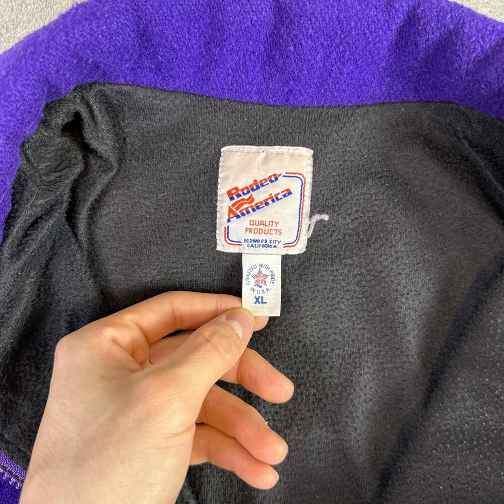 Vintage 90s Rodeo America Aztec wool purple bomber jacket size XL - Picture 6 of 8